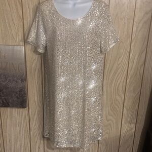 CeCe Champagne Sequin Mini Shift Dress